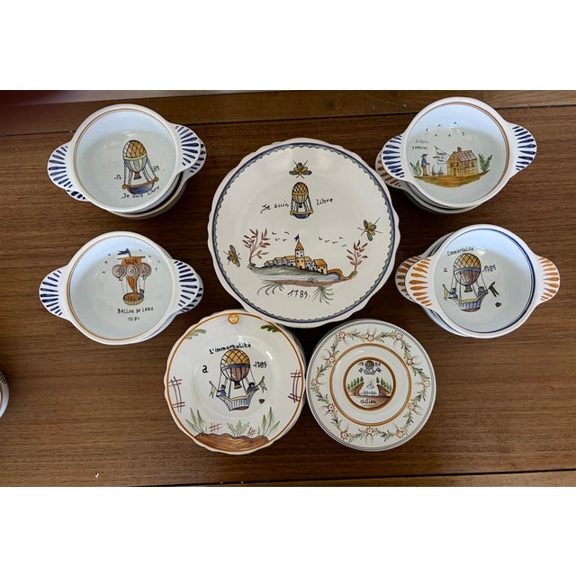 Vintage 1967 French La Révolution Hand-Painted Stoneware Dinnerware Set, 49 Pieces For Sale - Image 11 of 15