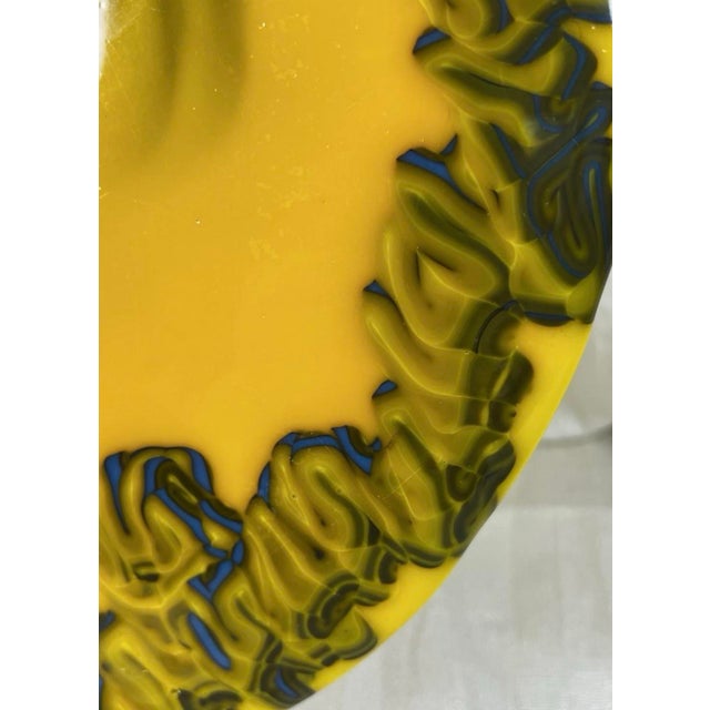 Large Vintage Studio Art Glass – Yellow & Cobalt Sculptural Decor, 13” For Sale - Image 9 of 12