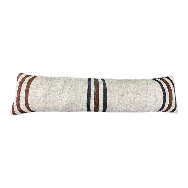 Turkish Hemp Pillow Cushion Natural Beige Black Cushion Cover 12x46 For Sale