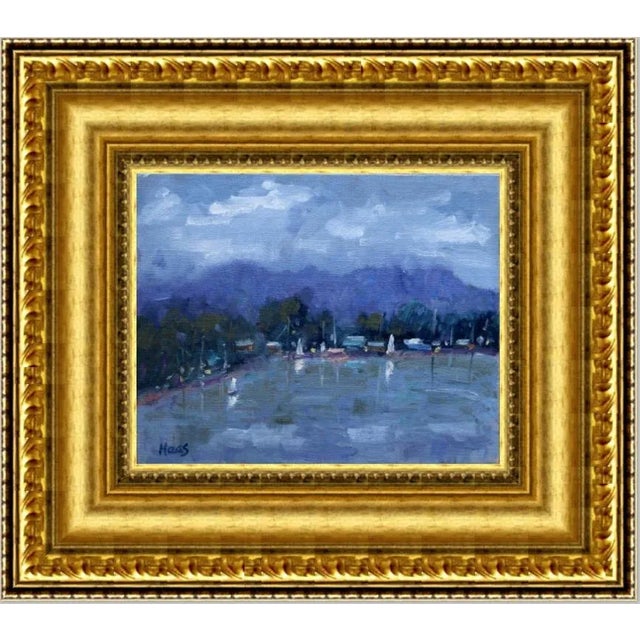 "Cloudy Day at Morro Bay with Sailboats" Contemporary Seascape Oil Painting For Sale - Image 10 of 12