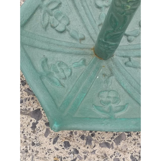 Green Cast Iron Umbrella Stand with Handle, 1920s For Sale - Image 4 of 12