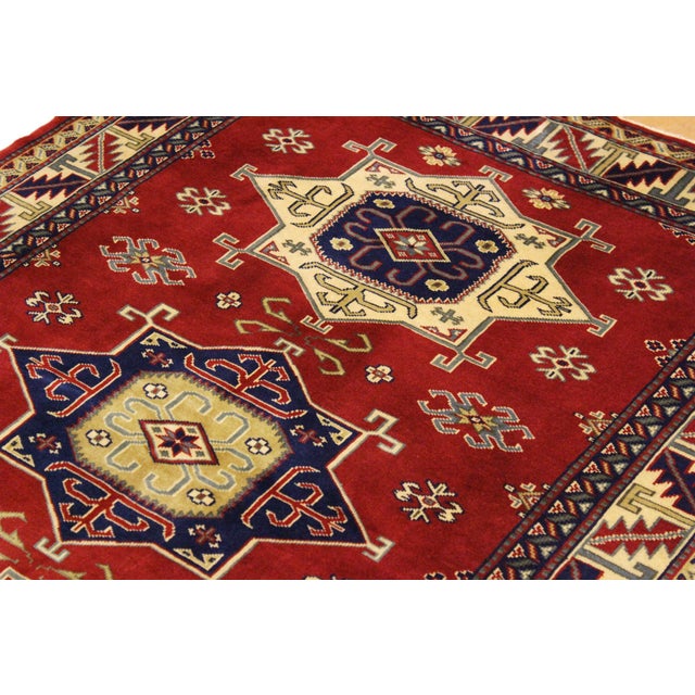 Rustic Shirwan Red/Beige Wool Rug - 4'1''x5'10'' For Sale - Image 4 of 10