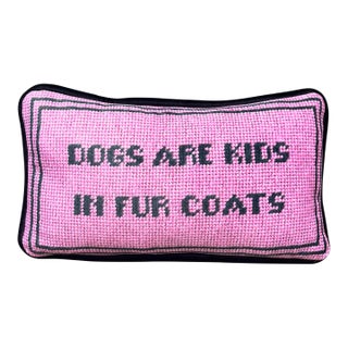 Pink Velvet "Dogs Are Kids in Fur Coats" Custom Made Toss Pillow, Original For Sale