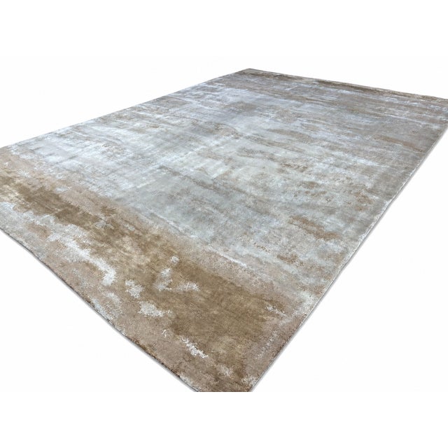 Rh Suvali Silk & Wool Rug – 10' × 14' Wheat Multi | 90% Silk | Hand-Knotted | 84 Persian Knots Per Square Inch For Sale - Image 17 of 18