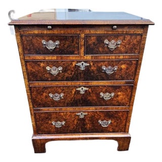 Late 20th Century Small Burl Walnut George II Style Chest by Burton Ching LTD For Sale