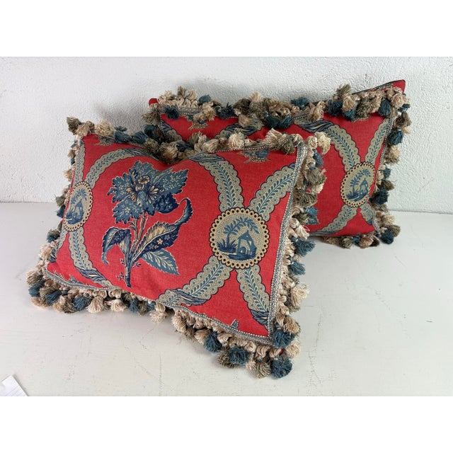 Vintage Brunschwig and Fils French Country Cotton Print Pillows For Sale - Image 11 of 11