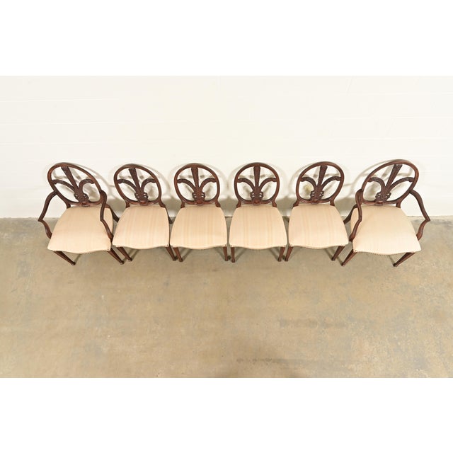 1930s Romweber Antique French Regency Louis XVI Carved Mahogany Dining Chairs, Set of Six For Sale - Image 5 of 14