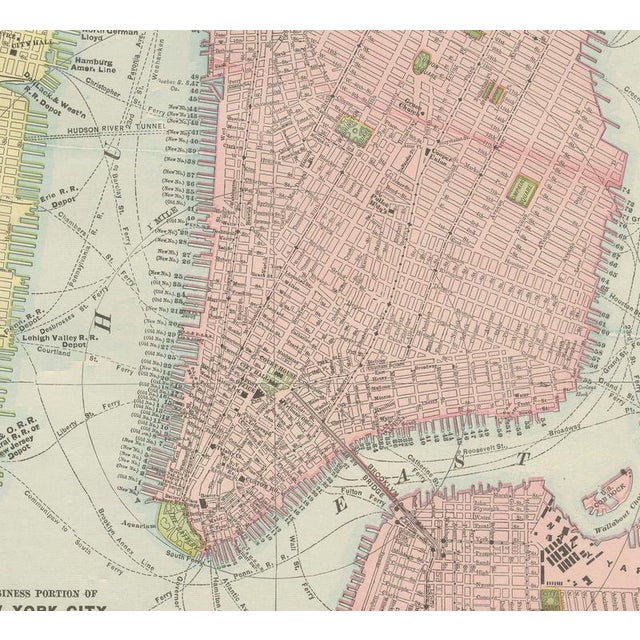 Antique Map of Manhattan, New York City with Central Park from Rand McNally, 1899 For Sale - Image 4 of 12