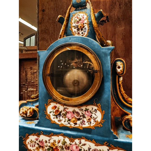 19th Century French Rihouet Porcelain Mantel Clock For Sale - Image 11 of 12