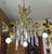 Stunning 1940's Hollywood Regency Gilt & Verdigris Patinated Bronze $ Tole with Crystal Pendant/ Chandelier. 4 lights....