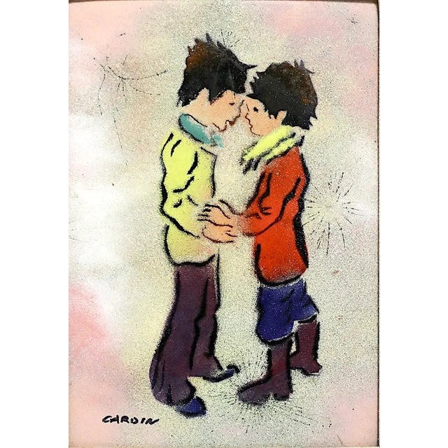 Louis Cardin, French (b. 1931) original enamel on copper executed with colourful glazes and creative use of controlled...