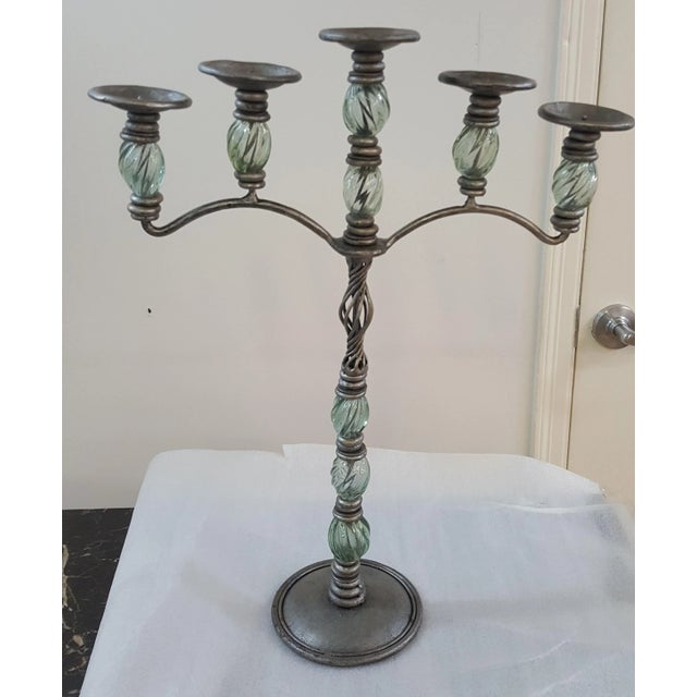 Sarreid table candelabra Really great looking with metal and glass. 5 arms. Showroom display sample. Original Retail Price...