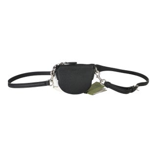 Black Pebbled Calfskin Mini B Shoulder Pouch For Sale