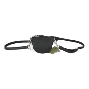 Black Pebbled Calfskin Mini B Shoulder Pouch