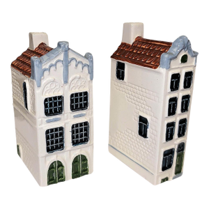 1970s Pair of Dutch Blue Delft Liquor Bottle Houses