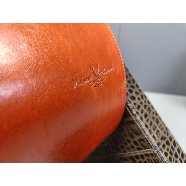 Vintage French Leather Armchairs by Maison Vandamme, 1970s, Set of 4 For Sale - Image 12 of 13