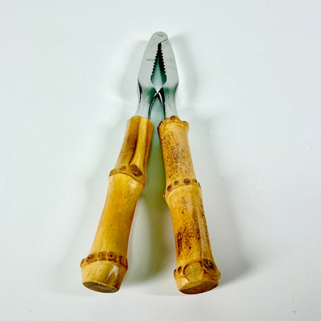 Tan 1970s Vintage Hollywood Regency Coastal Boho Chic Bamboo Handle Nutcracker For Sale - Image 8 of 10