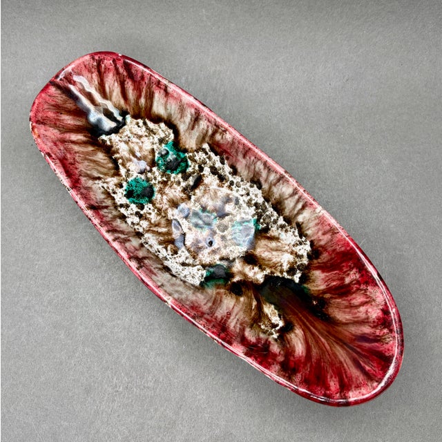 Vintage Italian Mid-Century Modern Abstract Glazed Ceramic Art Pottery Dish Catchall For Sale In New York - Image 6 of 8