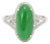 18k White Gold 3.40ct Delicate Green Jadeite Jade Diamond Cocktail Ring, Size 7.25 For Sale