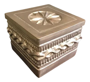 1980s Ron Dier Ceramic "Double Wave" Box With 22k White Gold Glaze