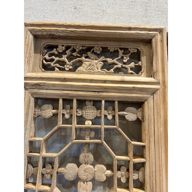 Chinese Set of 4 Antique Chinese Carved Pine Wall Panels/Doors/Screens For Sale - Image 3 of 7