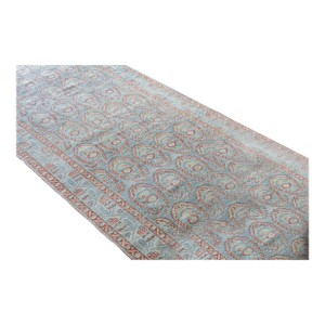 Vintage Paisley Allover Soft Blue Long Wool Hand-Knotted Runner - 3’3” X 16’2”