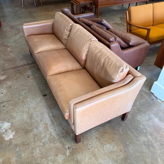 Mid-Century Modern Mid 20th Century Danish Leather Sofa Attrib. Børge Mogensen For Sale - Image 3 of 5