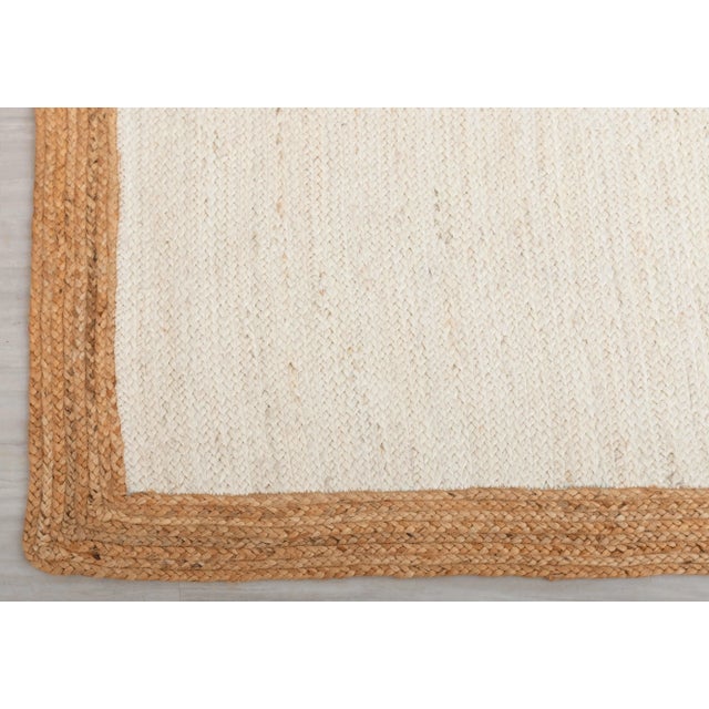 Natural Gold With White Jute Handwoven Boho Area Rug 9x12 Ft. For Sale - Image 4 of 13