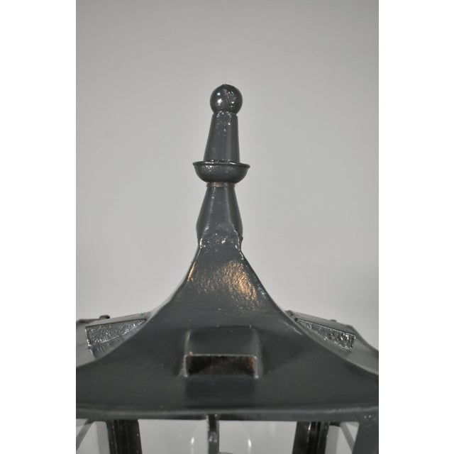 Gray Vintage French Exterior Lantern in Steel, 1920s For Sale - Image 8 of 16