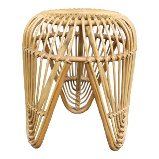 Mid-Century Rattan Plant Stand For Sale