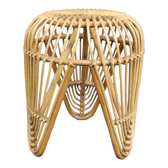 Mid-Century Rattan Plant Stand For Sale