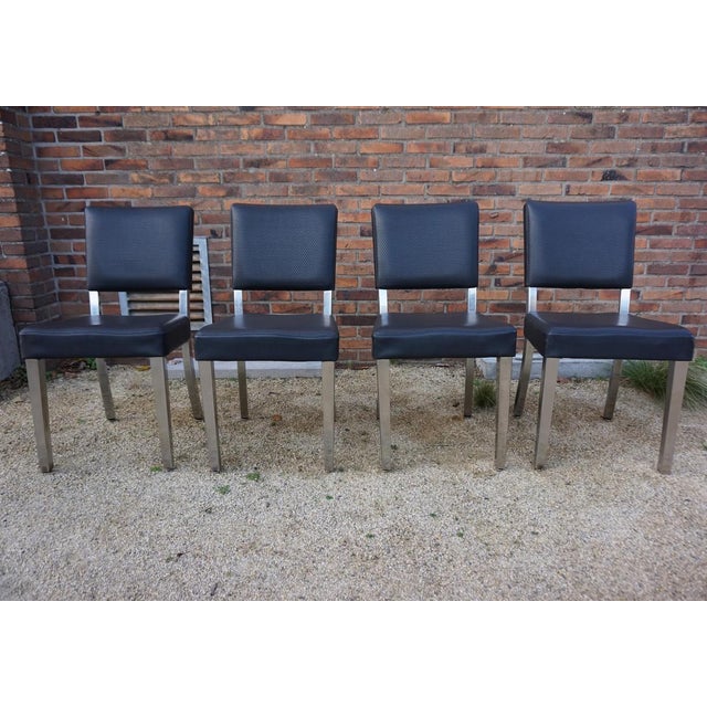Art Deco Machine Age Industrial Chrome & Leatherette Dining Chairs, 1950s, Set of 4 For Sale - Image 16 of 16