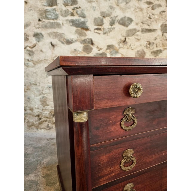 Wood Antique French Empire Chest of Drawers in Mahogany For Sale - Image 7 of 18