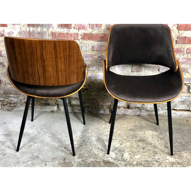 1980s Scandinavian Chairs in Wood and Velvet, 2000s, Set of 6 For Sale - Image 5 of 12
