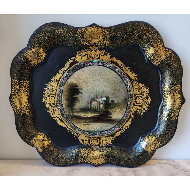 Mid 19th Century 19th Century English Papier Mache Tray For Sale - Image 5 of 18