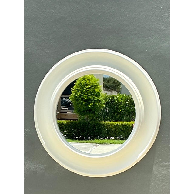 Vintage Round White Wall Mirror For Sale - Image 11 of 15