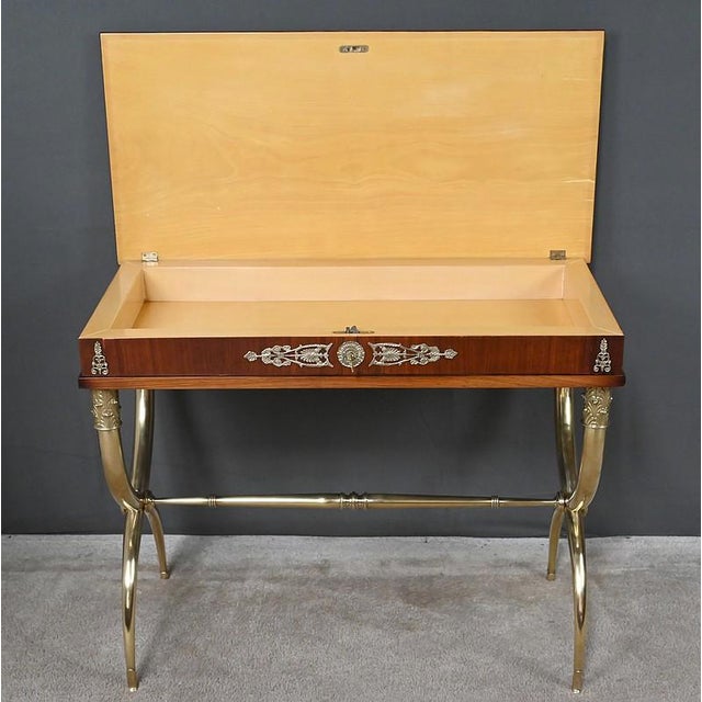 Brown Empire Style Mahogany Veneer Console Table, Early 20th Century For Sale - Image 8 of 18