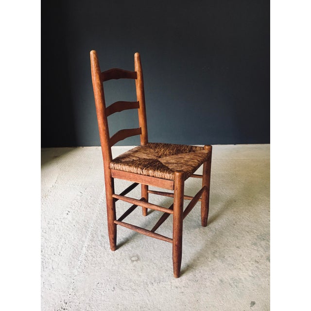 Low Rustic Ladder Back Dining Chairs in Oak and Rush, Belgium, 1950s, Set of 6 For Sale - Image 15 of 18