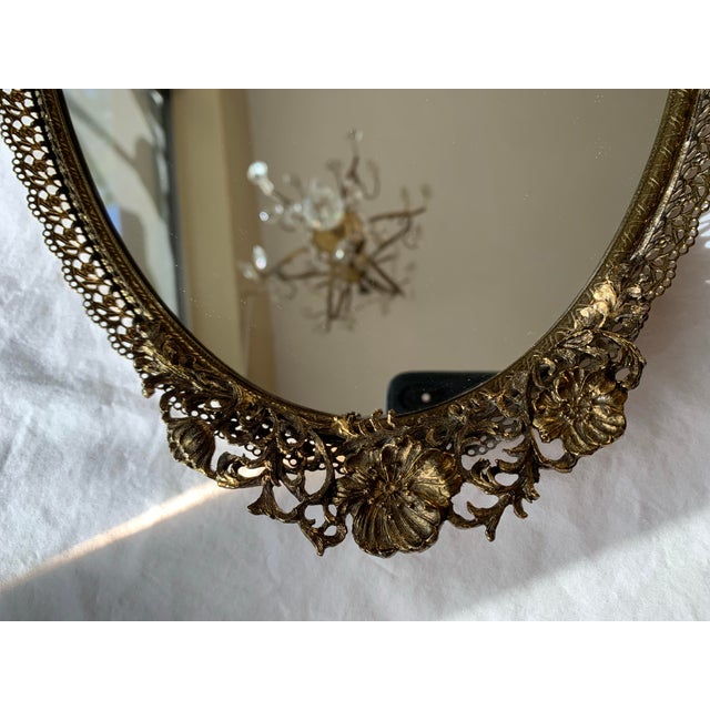 Gold Vintage Gold Filigree Perfume Vanity Tray For Sale - Image 8 of 12