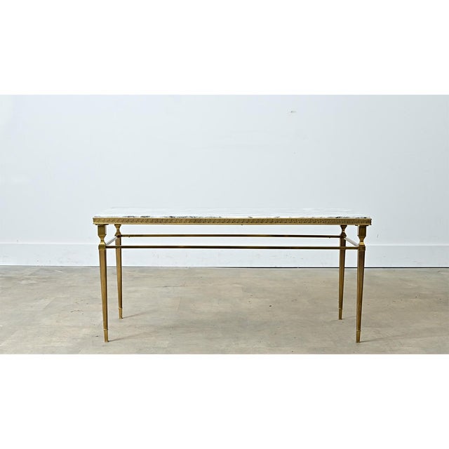 Early 20th Century French coffee table is made from a single slab of cipollino marble with stunning dark grey veining...