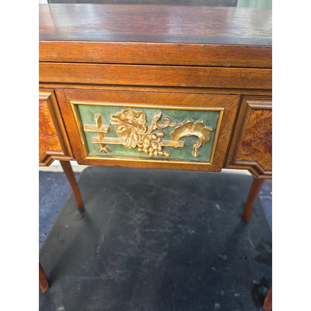 (Refinished)1950s Exquisite Custom, Gilded and Carved Italian Import, McM, Sorento Marquetry/Region, Games Table For Sale - Image 10 of 12