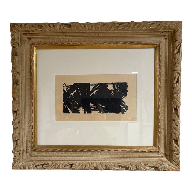 Mid-Century Black & White Abstract Painting by Artist Royden Card, 21.75” X 24.75” For Sale