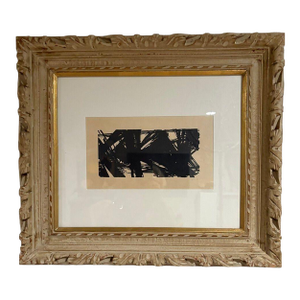 Mid-Century Black & White Abstract Painting by Artist Royden Card, 21.75” X 24.75”