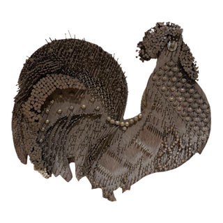 Mid 20th Century Tramp Art Rooster Nail Wall Sculpture For Sale