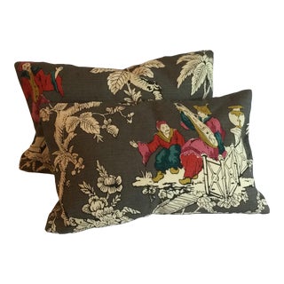 Lively Musicians and Tall Trees Decorative Pillows- Set of 2 For Sale