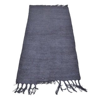 Navy Blue Hemp Runner Rug, 1960s For Sale