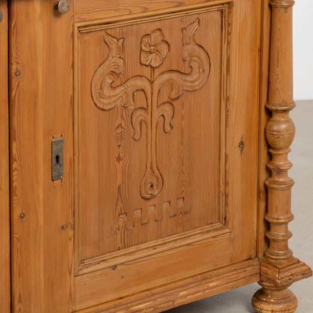 19th Century Danish Pine Sideboard With Carved Panel Doors For Sale - Image 15 of 17