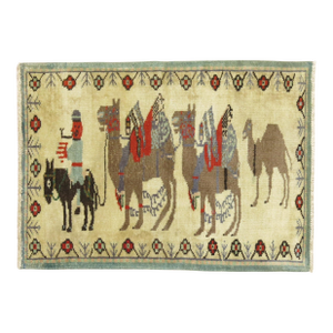 Zabihi Collection Camel Donkey Turkish Pictorial Scatter Size Rug