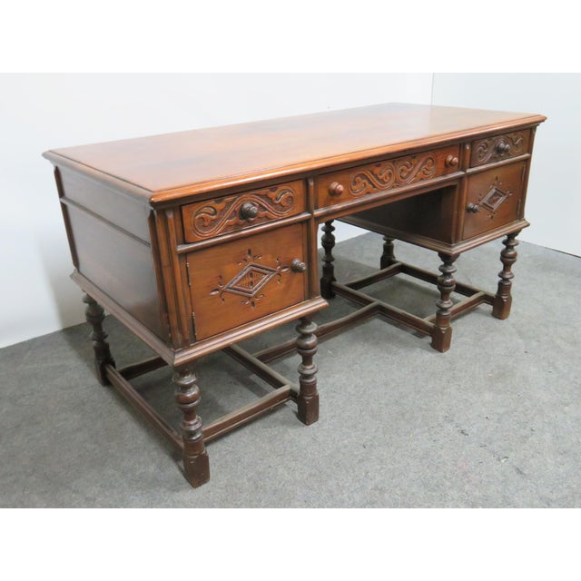 Kittinger Walnut Jacobean Executive Desk Chairish
