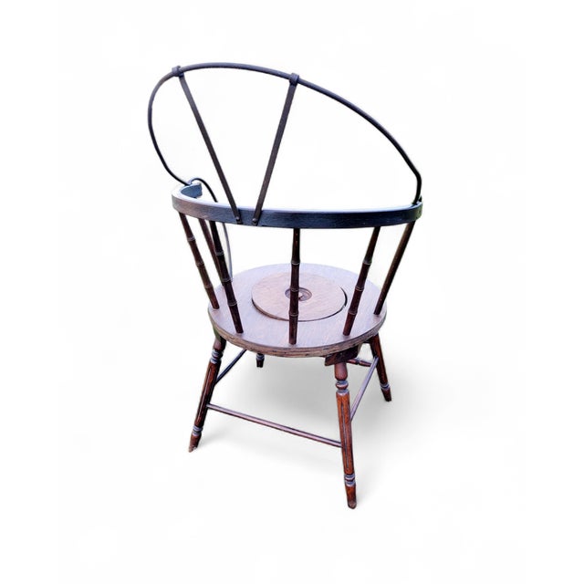 Antique Dutch Folk Art Commode Chair in Oak with Iron Hoop Back, 19th Century For Sale - Image 5 of 17